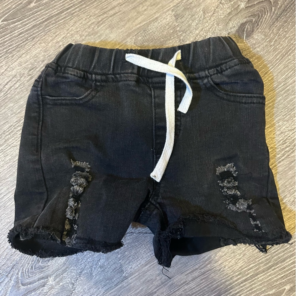 Olive & Scout Toddler Boy Black Distressed Denim Shorts